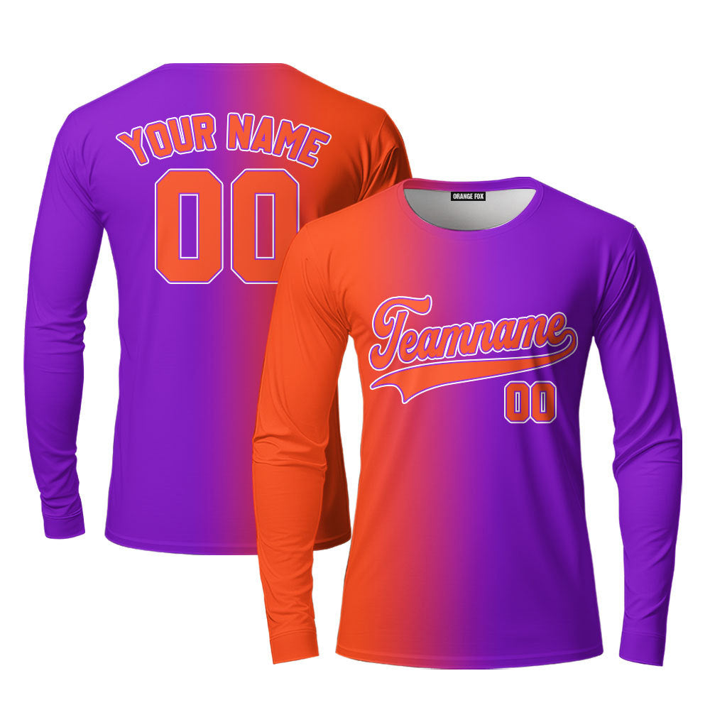 Custom Kelly Green White Orange Fade Fashion Custom Long Sleeve T-Shirt For Men & Women