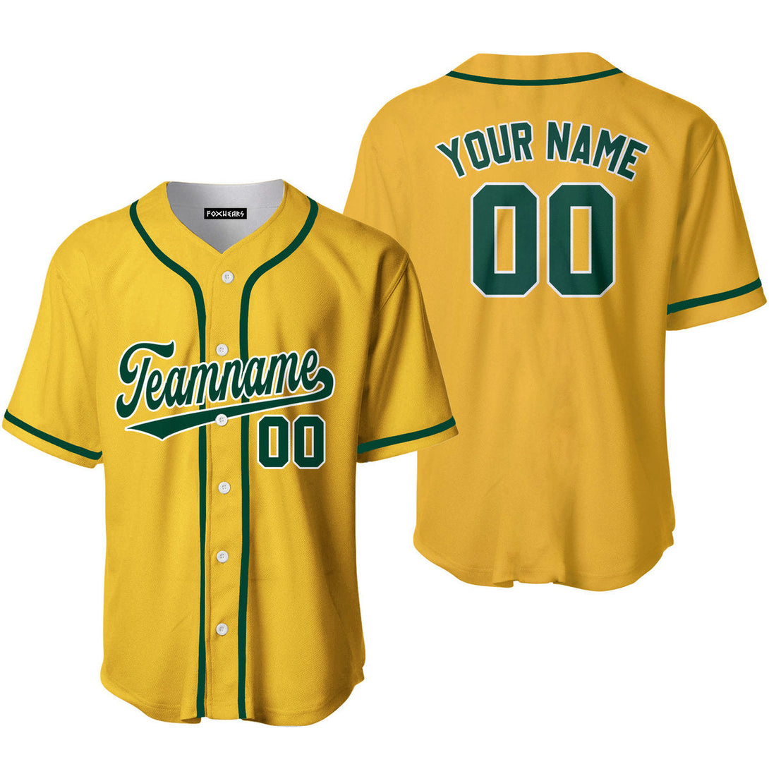 Custom Kelly Green White Yellow Gold Custom Baseball Jerseys For Men & Women