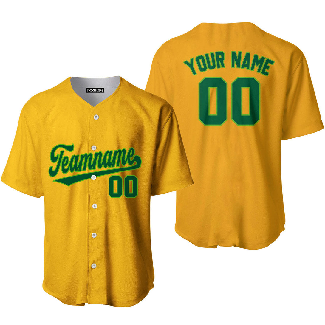 Custom Kelly Green Yellow Gold Custom Baseball Jerseys For Men & Women