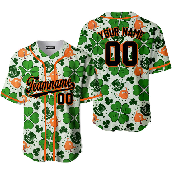 Custom Leprechaun Patrick Green Black Orange Baseball Jerseys For Men & Women