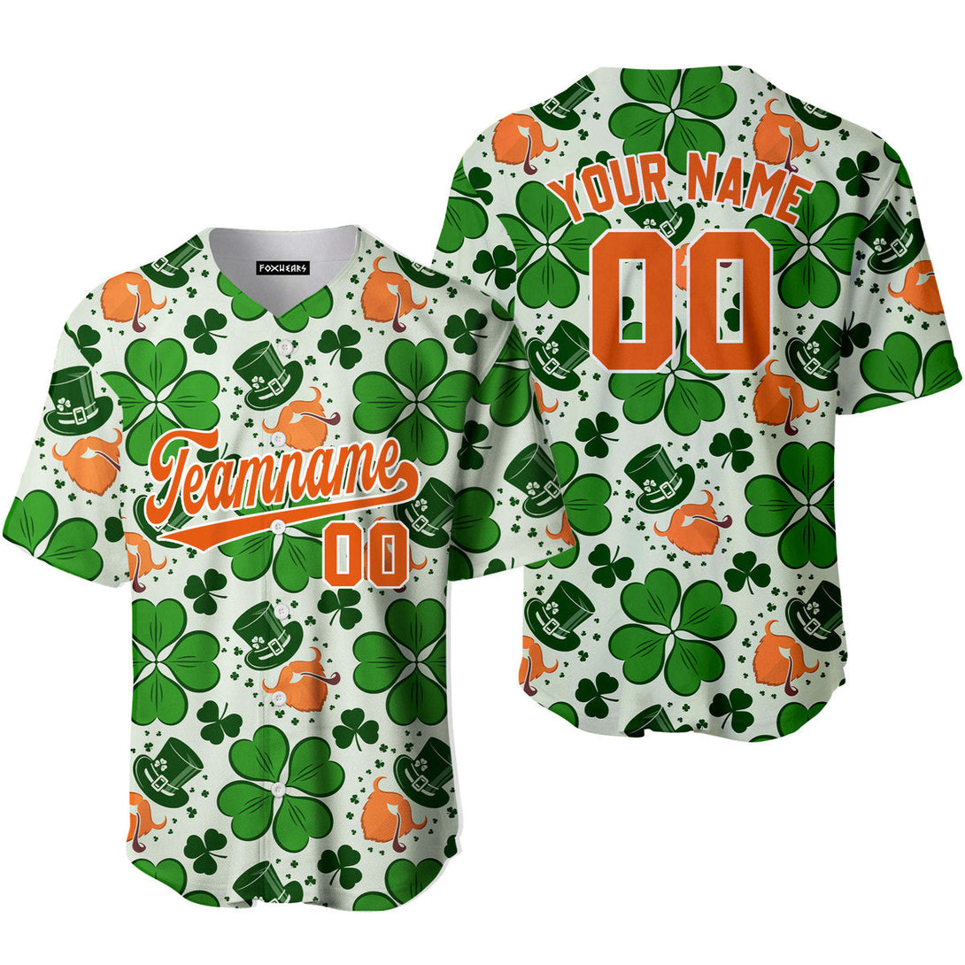 Custom Leprechaun Patrick Green Orange White Baseball Jerseys For Men & Women