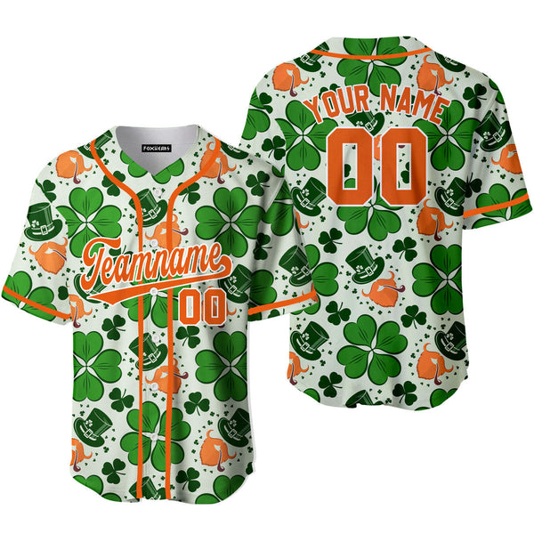 Custom Leprechaun Patrick Green Orange White Baseball Jerseys For Men & Women