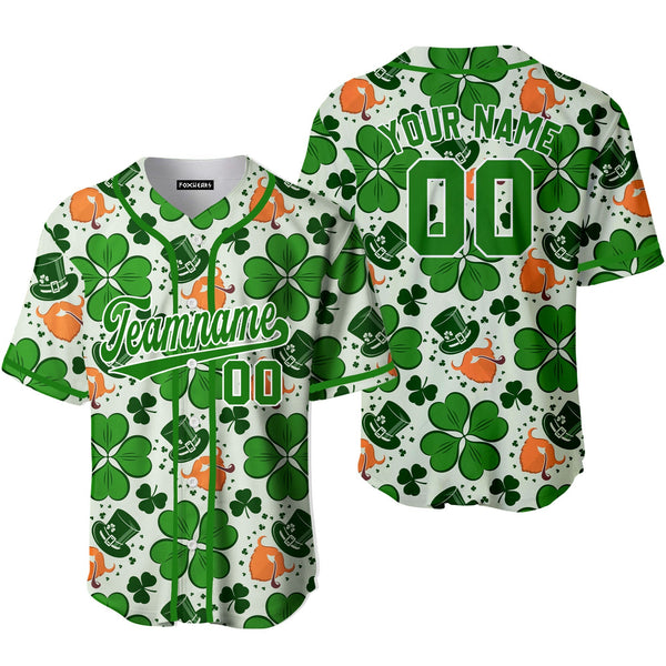 Custom Leprechaun Patrick Pattern Kelly Green White Baseball Jerseys For Men & Women