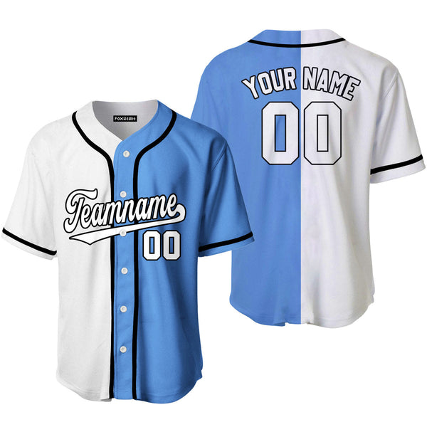 Custom Light Blue Black White Baseball Jerseys For Men & Women