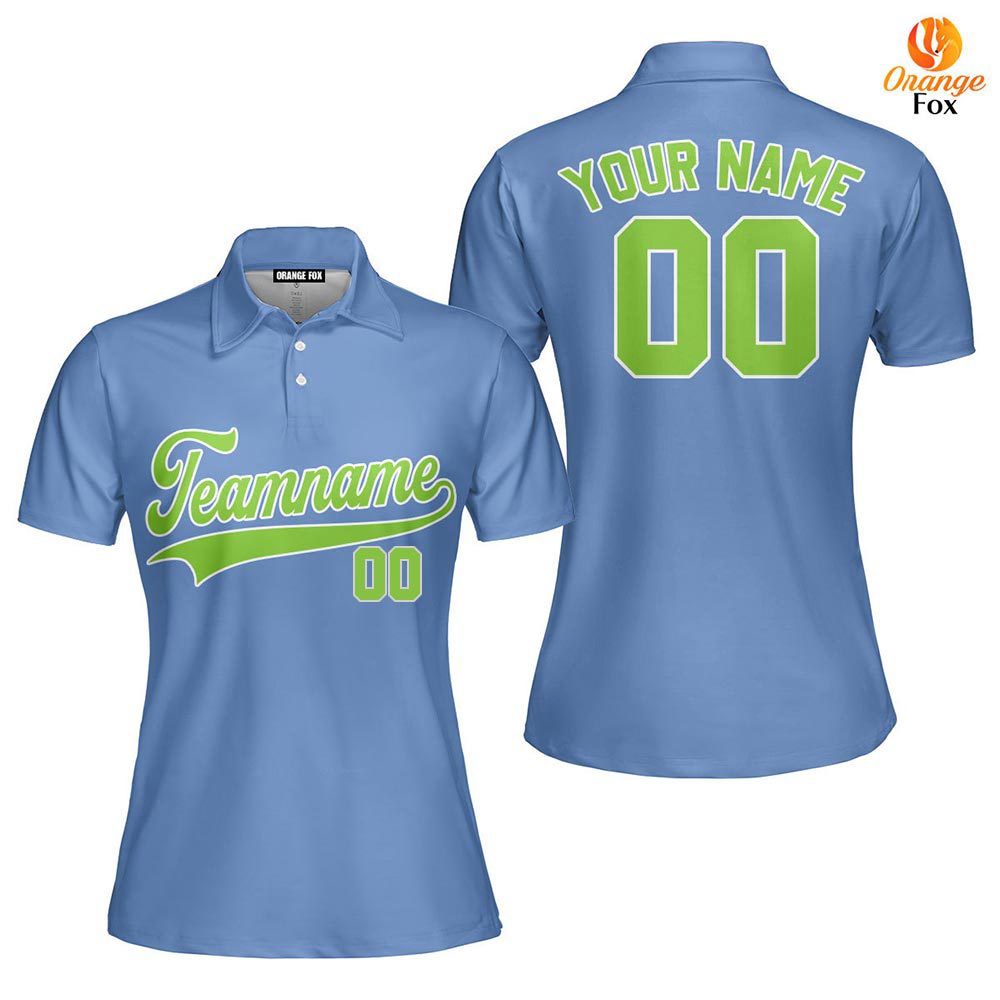 Custom Light Blue Green White Custom Polo Shirt For Women