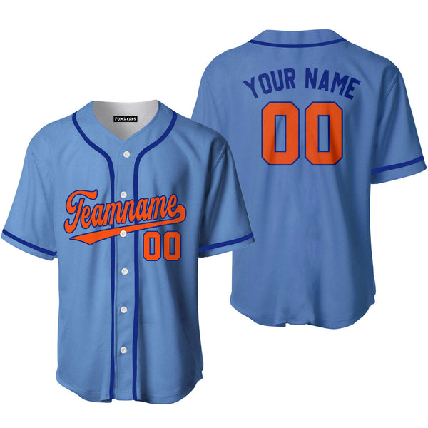 Custom Light Blue Orange Navy Custom Baseball Jerseys For Men & Women