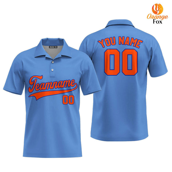 Custom Light Blue Orange Navy Custom Polo Shirt For Men