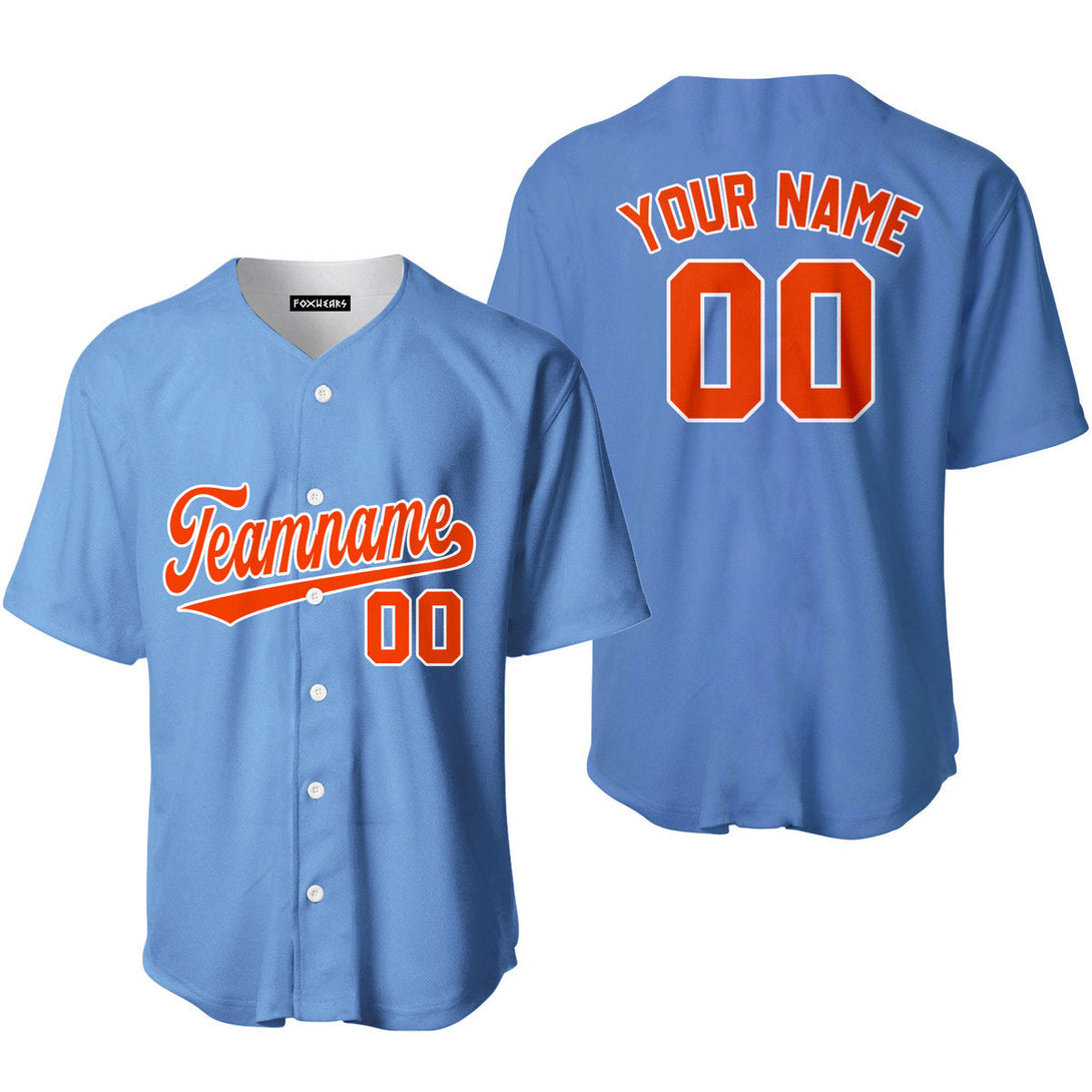 Custom Light Blue Orange White Custom Baseball Jerseys For Men & Women