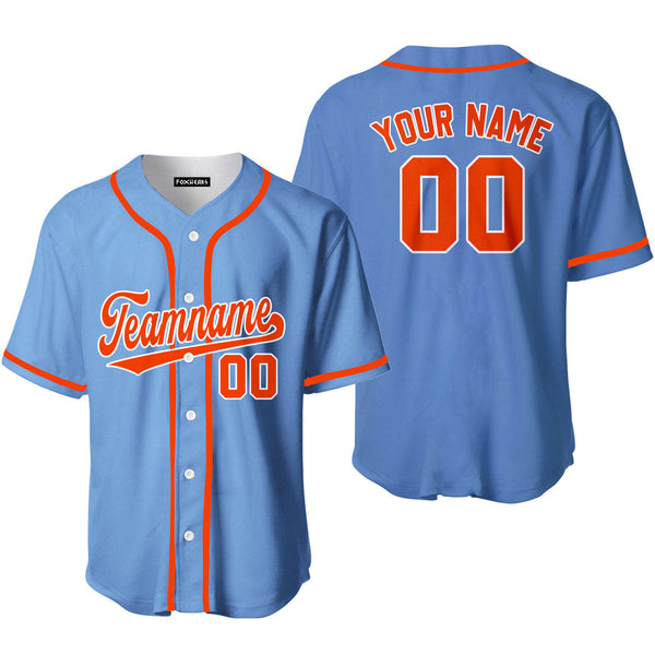 Custom Light Blue Orange White Custom Baseball Jerseys For Men & Women