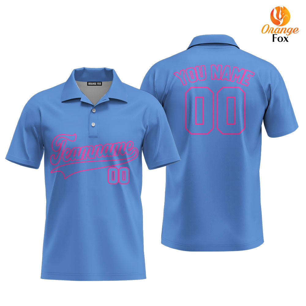 Custom Light Blue - Pink Custom Polo Shirt For Men