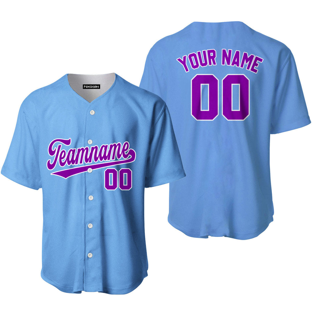 Custom Light Blue Purple White Custom Baseball Jerseys For Men & Women