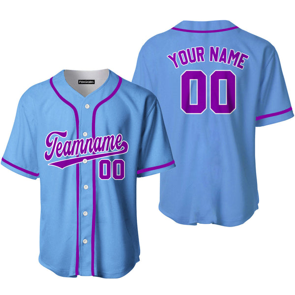 Custom Light Blue Purple White Custom Baseball Jerseys For Men & Women