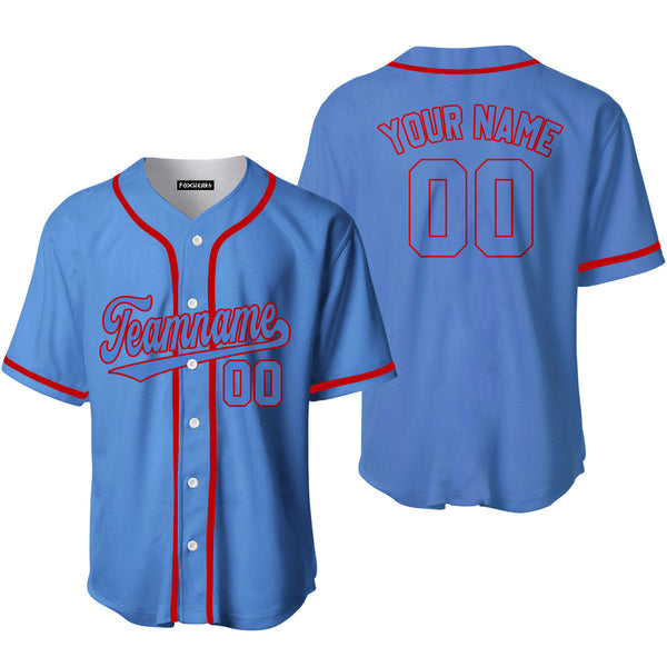 Custom Light Blue Red Custom Baseball Jerseys For Men & Women