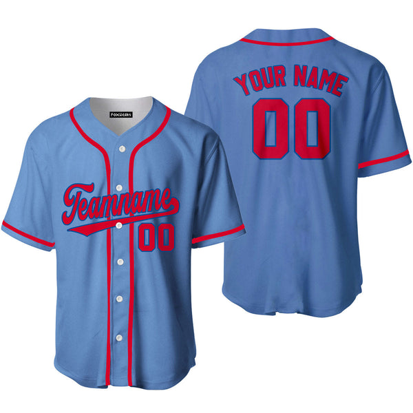 Custom Light Blue Red Royal Custom Baseball Jerseys For Men & Women