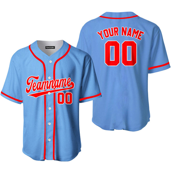 Custom Light Blue Red White Custom Baseball Jerseys For Men & Women