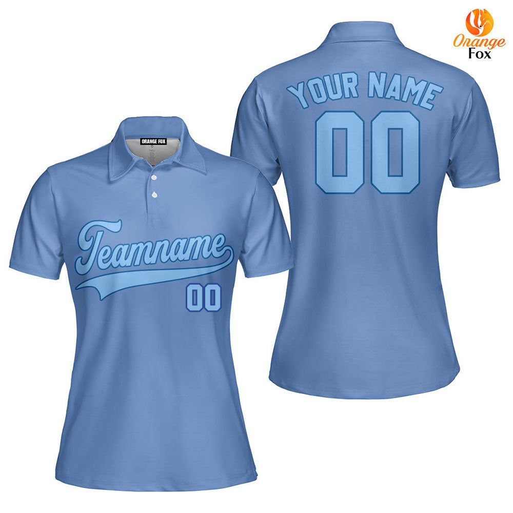 Custom Light Blue Royal Custom Polo Shirt For Women