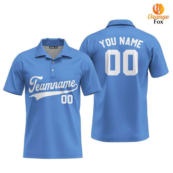 Custom Light Blue White Custom Polo Shirt For Men