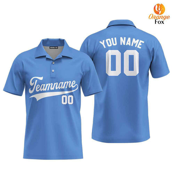 Custom Light Blue White- Light Blue Custom Polo Shirt For Men