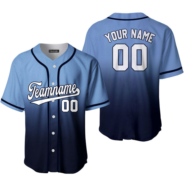 Custom Light Blue White Navy Fade Fashion Baseball Jerseys For Men & Women