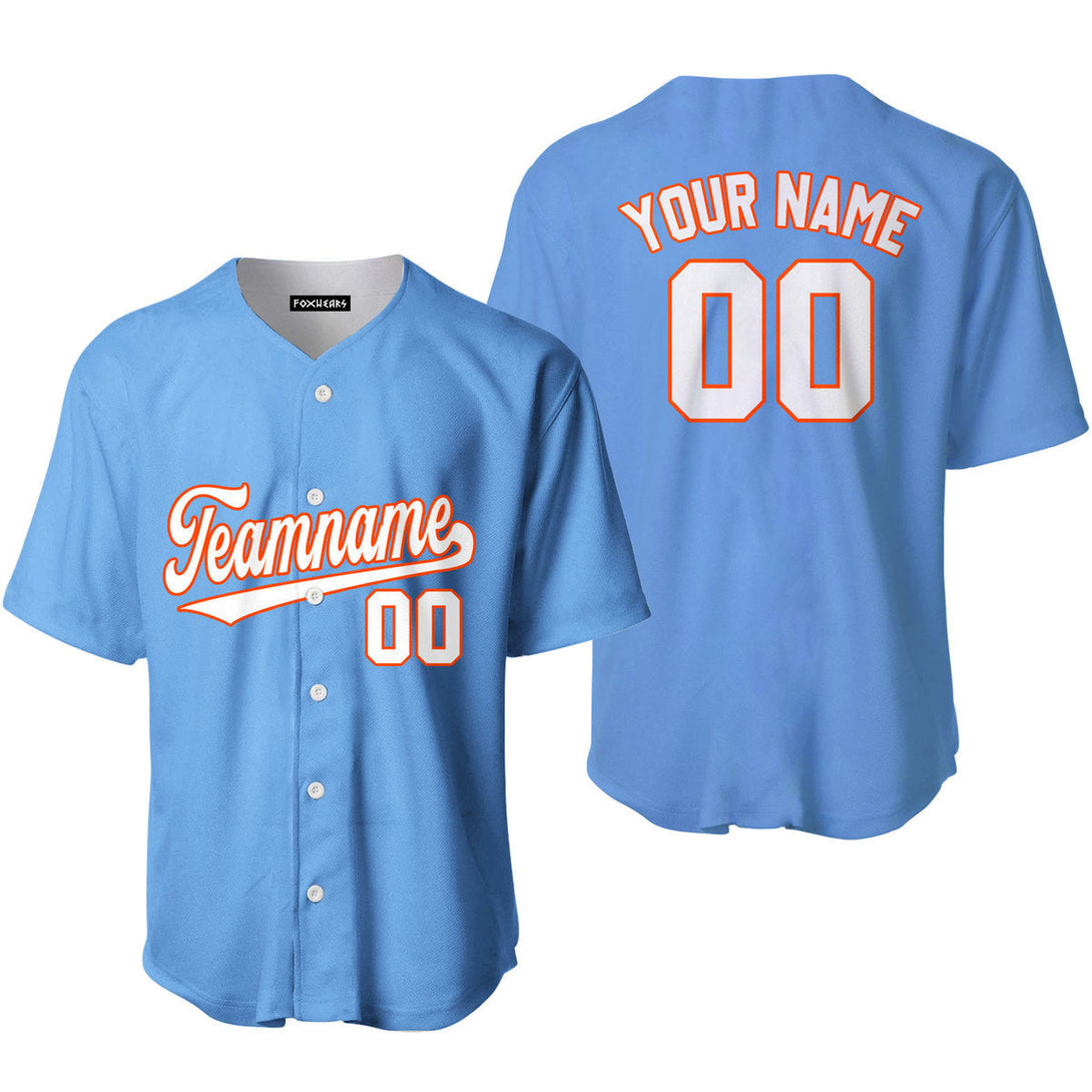 Custom Light Blue White Orange Custom Baseball Jerseys For Men & Women