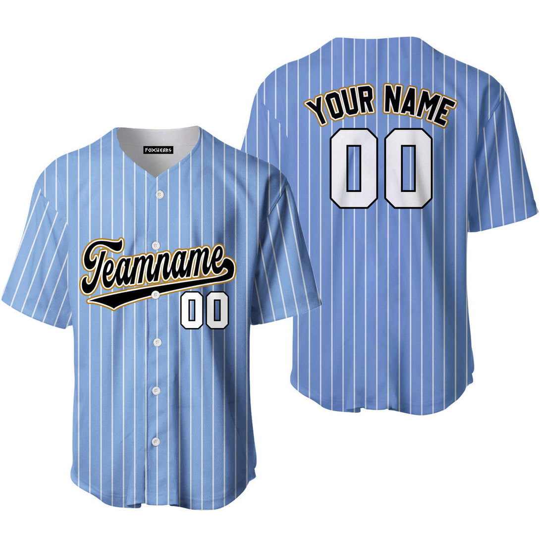 Custom Light Blue White Pinstripe Black White Baseball Jerseys For Men & Women