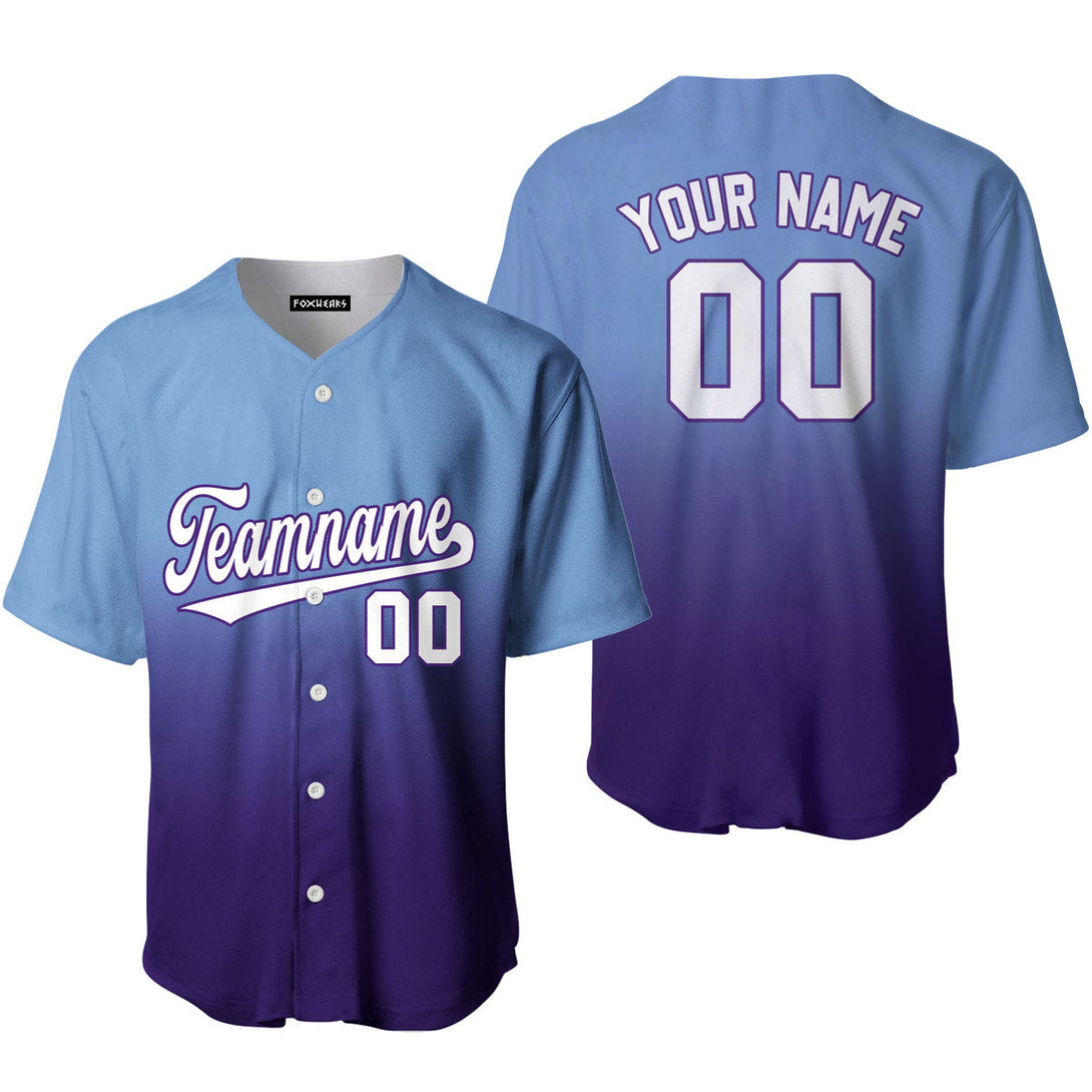 Custom Light Blue White Purple Fade Fashion Baseball Jerseys For Men & Women