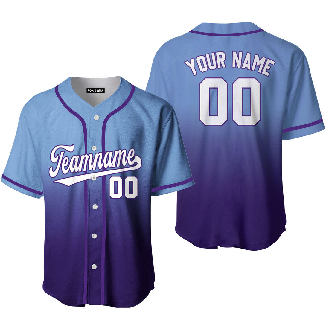 Custom Light Blue White Purple Fade Fashion Baseball Jerseys For Men & Women