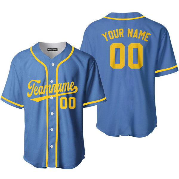 Custom Light Blue Yellow Custom Baseball Jerseys For Men & Women