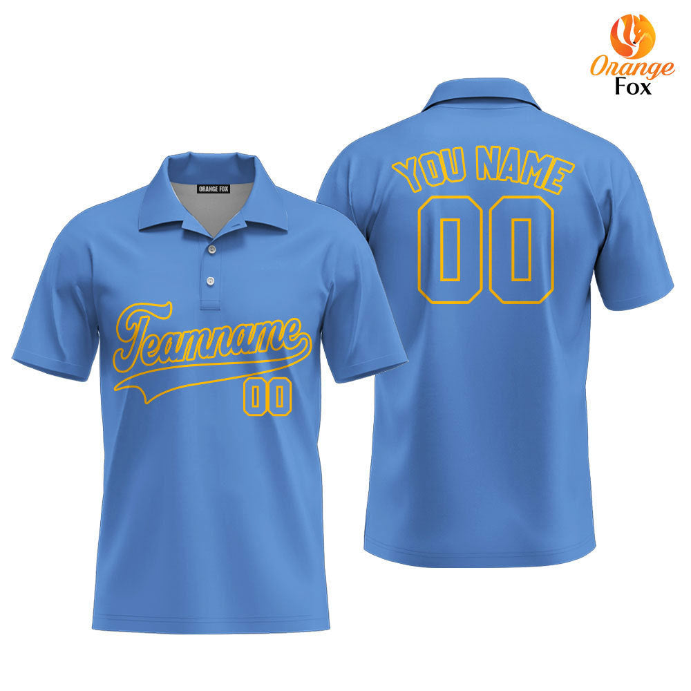 Custom Light Blue - Yellow Custom Polo Shirt For Men