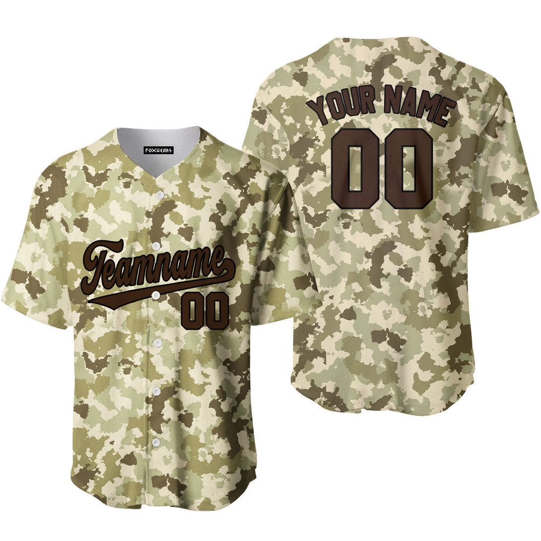 Custom Light Brown Camouflage Brown Black Baseball Jerseys For Men & Women