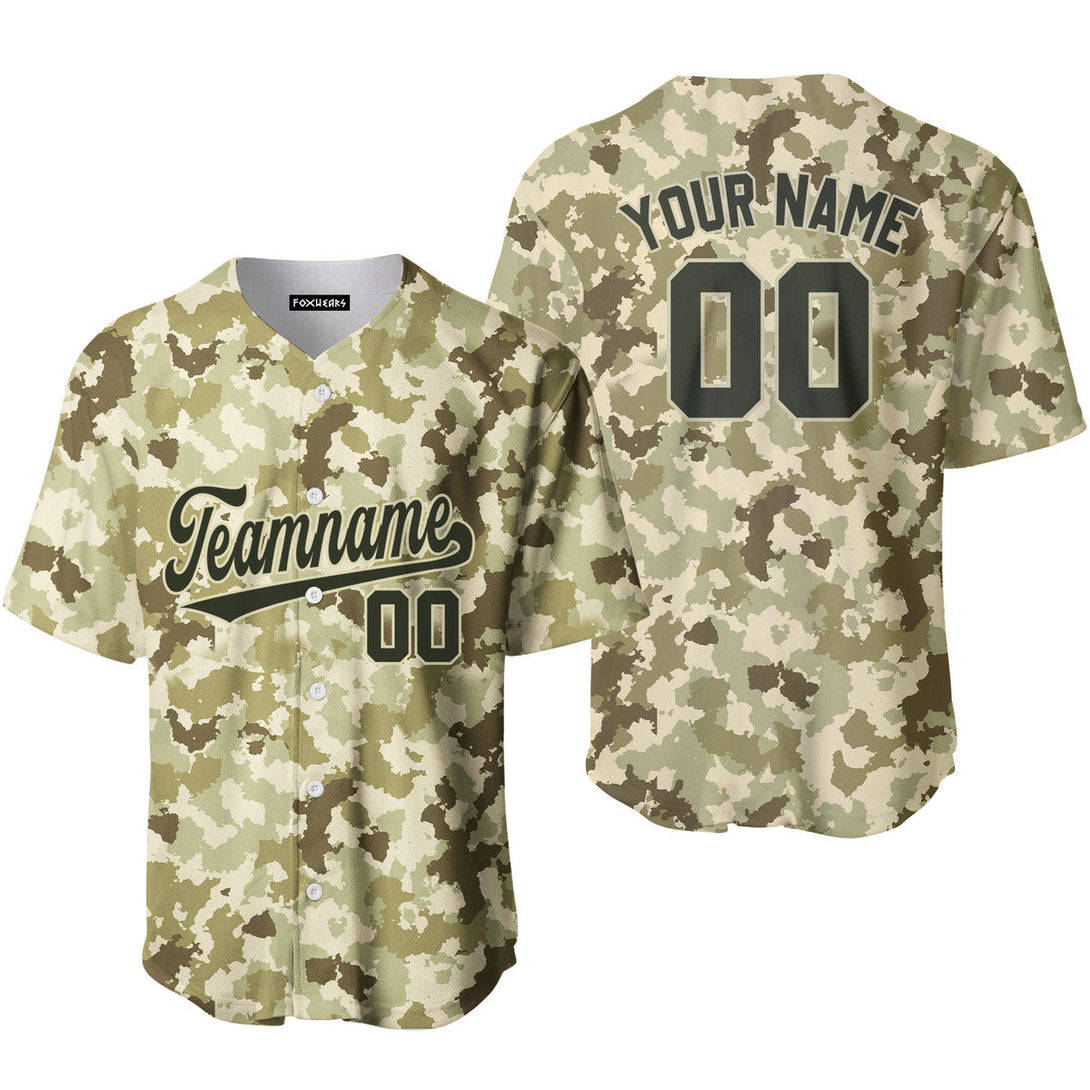 Custom Light Brown Camouflage Olive Cream Baseball Jerseys For Men & Women