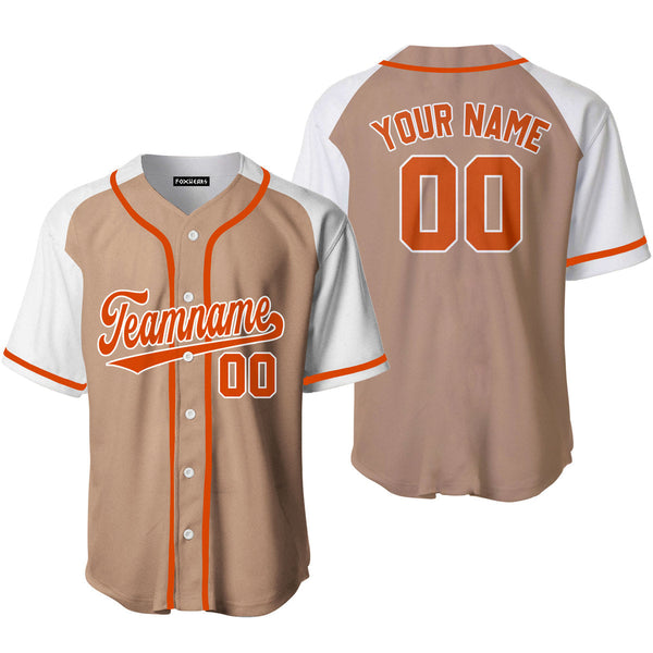 Custom Light Brown White Raglan Orange Baseball Jerseys For Men & Women