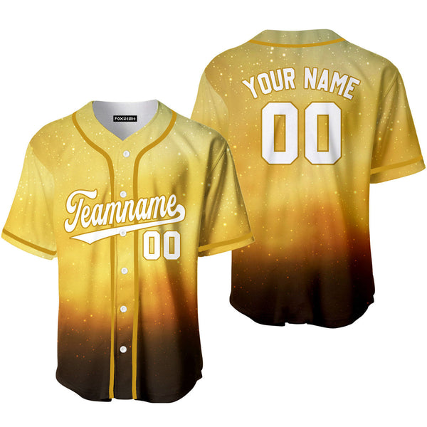 Custom Light Gold Galaxy Pattern White Gold Custom Baseball Jerseys For Men & Women