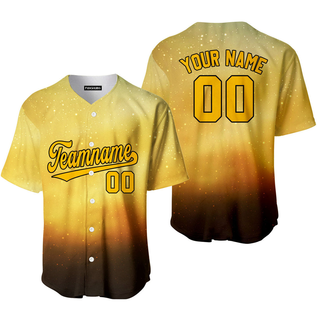 Custom Light Gold Galaxy Pattern Yellow Black Custom Baseball Jerseys For Men & Women