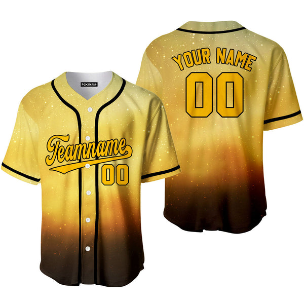 Custom Light Gold Galaxy Pattern Yellow Black Custom Baseball Jerseys For Men & Women