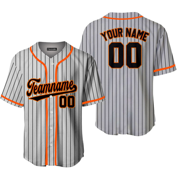 Custom Light Grey Navy Blue Pinstripe Orange Baseball Jerseys For Men & Women