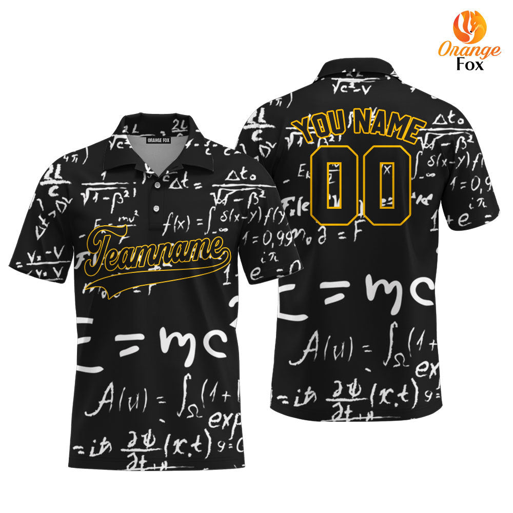 Custom Love Physics Pattern Black Yellow Custom Polo Shirt For Men