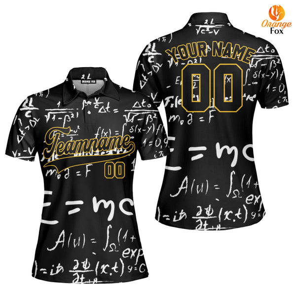 Custom Love Physics Pattern Black Yellow Custom Polo Shirt For Women