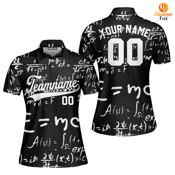 Custom Love Physics Pattern White Black Custom Polo Shirt For Women