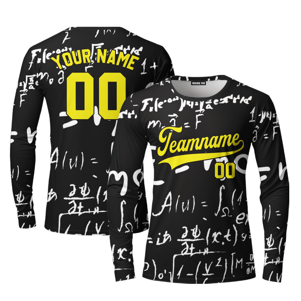 Custom Love Physics Pattern Yellow White Custom Long Sleeve T-Shirt For Men & Women