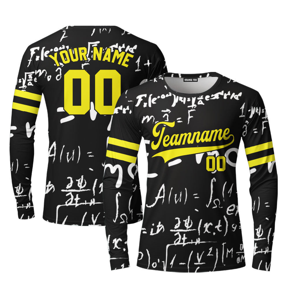 Custom Love Physics Pattern Yellow White Custom Long Sleeve T-Shirt For Men & Women