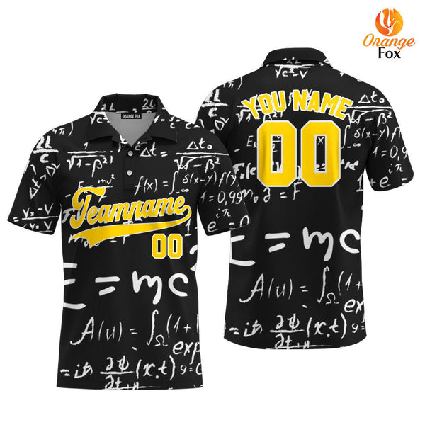 Custom Love Physics Pattern Yellow White Custom Polo Shirt For Men