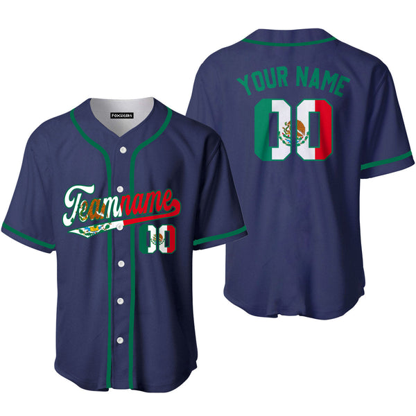 Custom Mexican Flag Navy Custom Baseball Jerseys For Men & Women