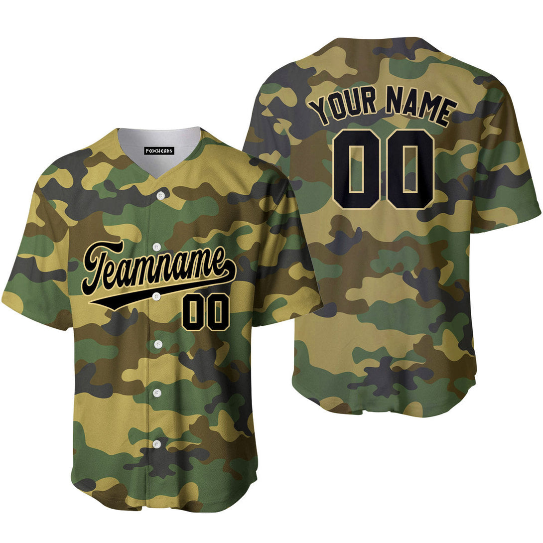 Custom Military Camo Style Black Cream Baseball Jerseys For Men & Women