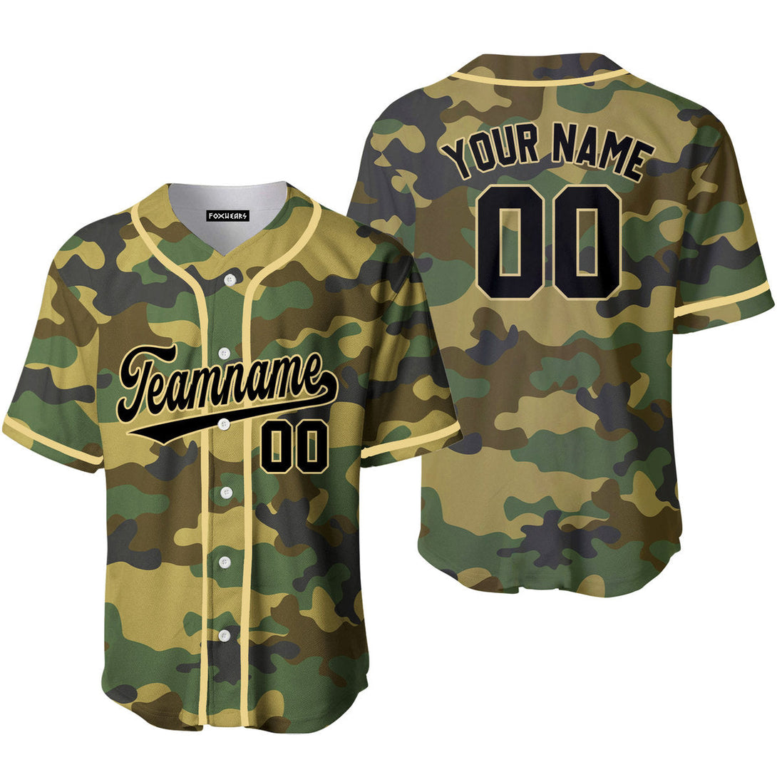 Custom Military Camo Style Black Cream Baseball Jerseys For Men & Women