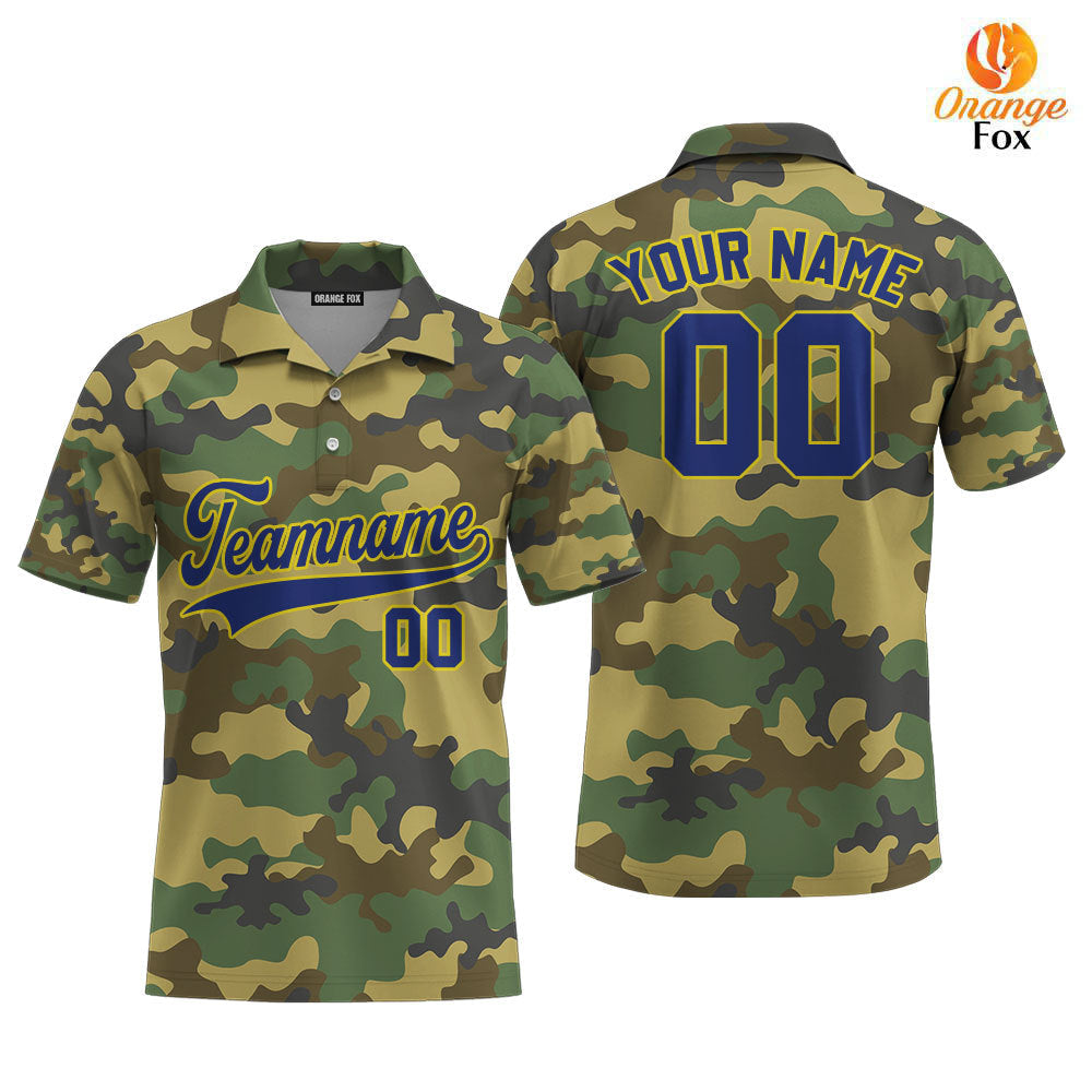 Custom Military Camo Style Black Cream Custom Polo Shirt For Men