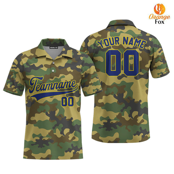 Custom Military Camo Style Black Cream Custom Polo Shirt For Men