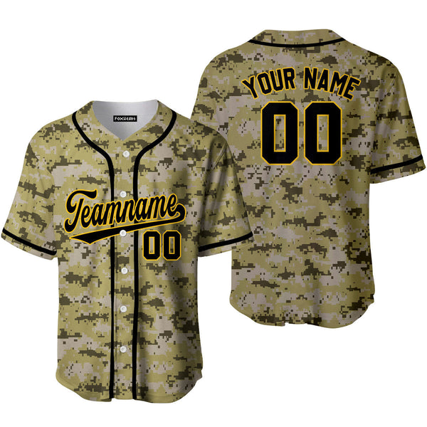 Custom Military Camouflage Black Yellow Baseball Jerseys For Men & Women