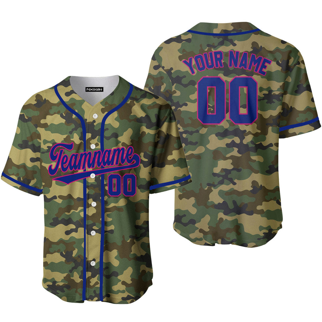 Custom Military Camouflage Royal Blue Pink Baseball Jerseys For Men & Women