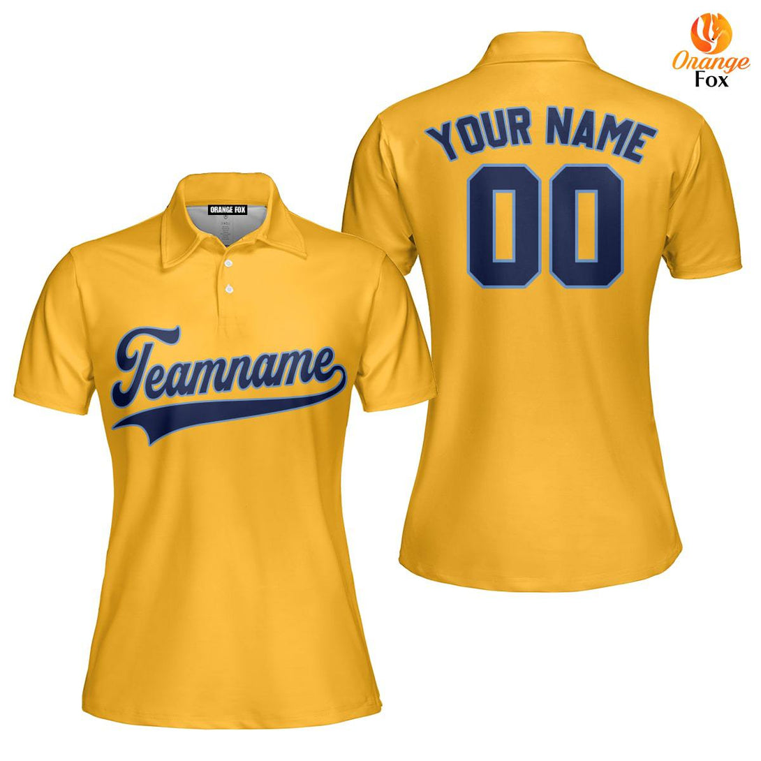 Custom Navy And Gold Custom Polo Shirt For Women